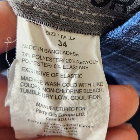 Grandslam Men’s Dark Blue Checkered Shorts With Pockets Size 34 - Picture 10 of 12